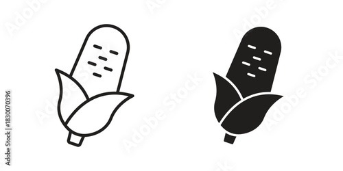 Corn icon or logo pack. Vector Illustration Outline and flat