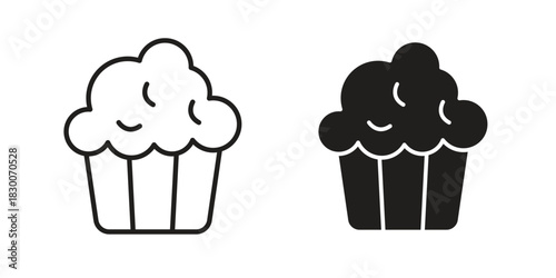 Cupcake icon or logo pack. Vector Illustration Outline and flat