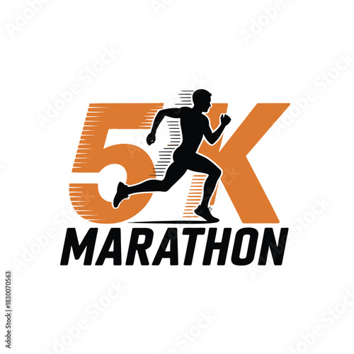 A silhouette of a runner is shown on a "5K Marathon" logo design.