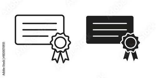 Diploma icon or logo pack. Vector Illustration Outline and flat
