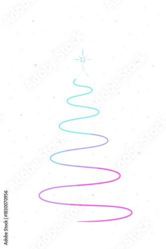 A neon Christmas tree composed of luminous light trails against a futuristic galaxy backdrop, a festive digital holiday concept