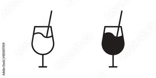 Drink icon or logo pack. Vector Illustration Outline and flat