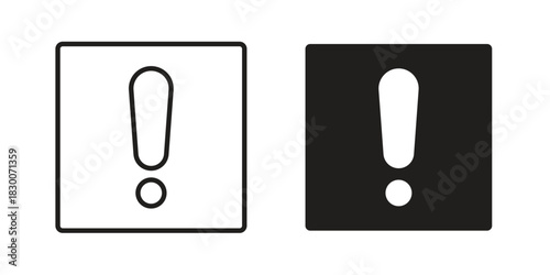 Exclamation interface icon or logo pack. Vector Illustration Outline and flat