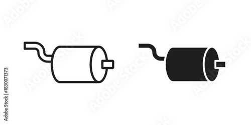 Exhaust pipe icon or logo pack. Vector Illustration Outline and flat