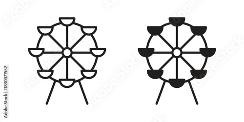 Ferris wheel icon or logo pack. Vector Illustration Outline and flat