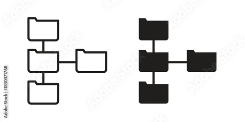 Folder tree icon or logo pack. Vector Illustration Outline and flat