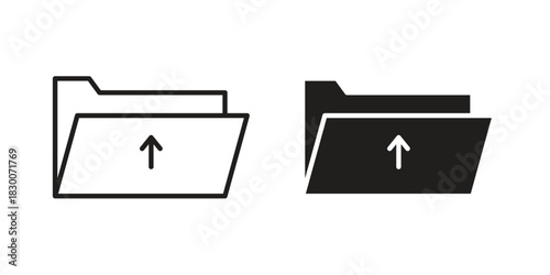 Folder upload icon or logo pack. Vector Illustration Outline and flat