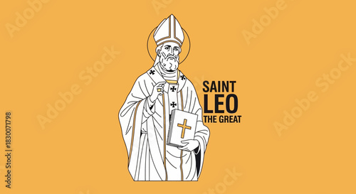 Inspiring Saint Leo the Great illustration for Catholic education materials and religious history projects, featuring classic design elements and a reverent tone, perfect for church resources