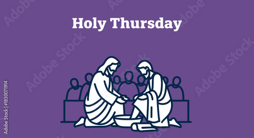 Remember the Last Supper with this depiction of Holy Thursday, perfect for church bulletins and religious education, showing Jesus washing the feet of his disciples with love