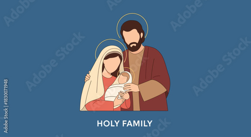 Celebrate Christmas with this classic illustration of the Holy Family embracing the joy of the season, perfect for holiday cards, church bulletins, and festive decorations