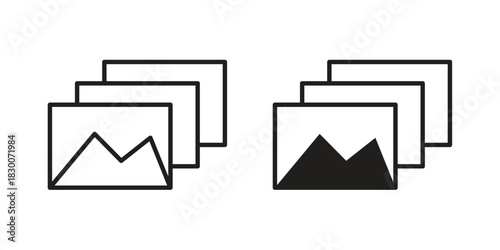 Gallery icon or logo pack. Vector Illustration Outline and flat
