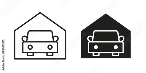 Garage car icon or logo pack. Vector Illustration Outline and flat