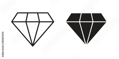 Gem icon or logo pack. Vector Illustration Outline and flat