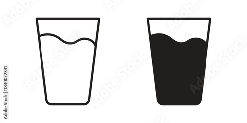 Glass icon or logo pack. Vector Illustration Outline and flat