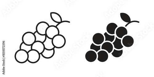 Grape icon or logo pack. Vector Illustration Outline and flat