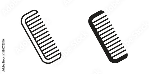 Hair brush icon or logo pack. Vector Illustration Outline and flat