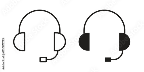 Headset icon or logo pack. Vector Illustration Outline and flat
