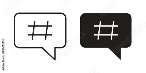 Hashtag icon or logo pack. Vector Illustration Outline and flat