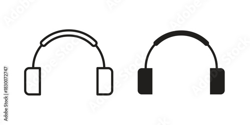 Headset icon or logo pack. Vector Illustration Outline and flat