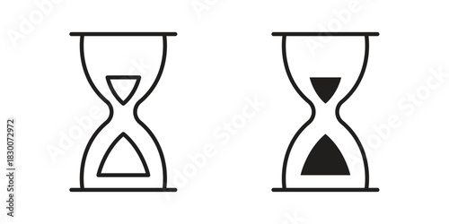 Hourglass icon or logo pack. Vector Illustration Outline and flat