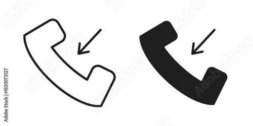 Incoming Call icon or logo pack. Vector Illustration Outline and flat