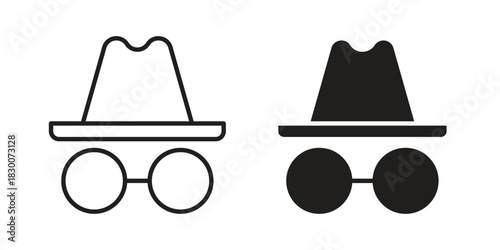 Incognito icon or logo pack. Vector Illustration Outline and flat