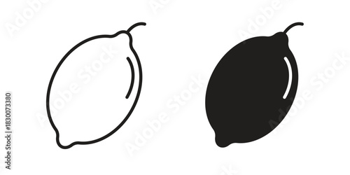 Lemon icon or logo pack. Vector Illustration Outline and flat