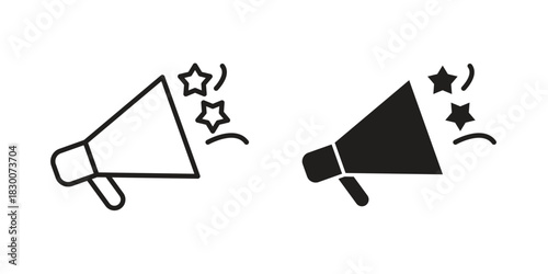 Megaphone icon or logo pack. Vector Illustration Outline and flat