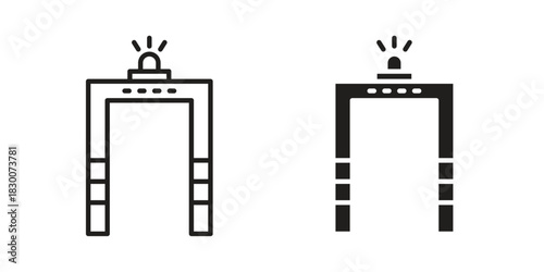 Metal detector icon or logo pack. Vector Illustration Outline and flat