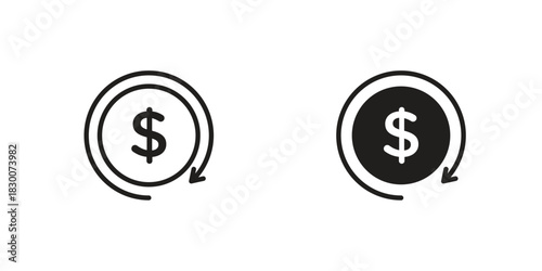 Money exchange icon or logo pack. Vector Illustration Outline and flat