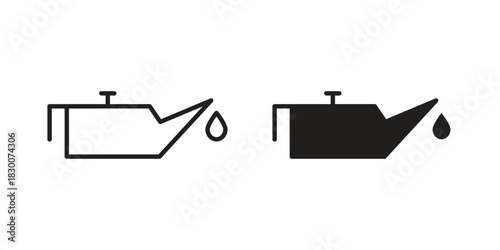Oil can icon or logo pack. Vector Illustration Outline and flat