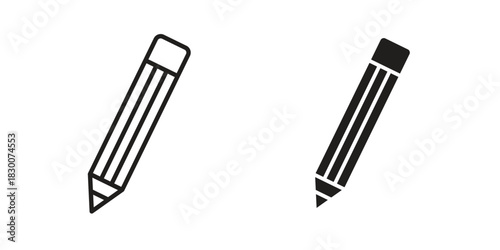 Pencil icon or logo pack. Vector Illustration Outline and flat