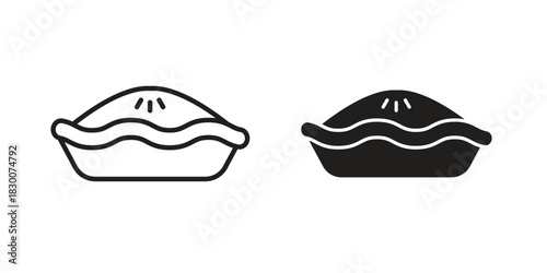 Pie icon or logo pack. Vector Illustration Outline and flat