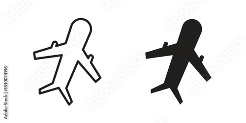 Plane icon or logo pack. Vector Illustration Outline and flat