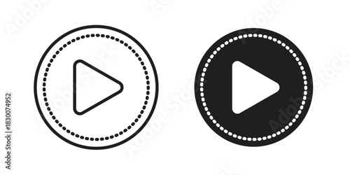 Play icon or logo pack. Vector Illustration Outline and flat