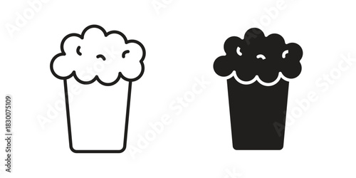 Popcorn icon or logo pack. Vector Illustration Outline and flat