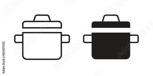 Pot icon or logo pack. Vector Illustration Outline and flat