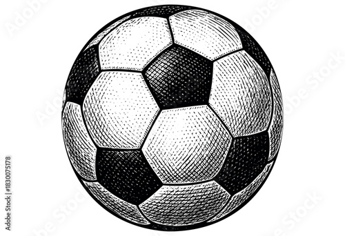 Detailed vintage engraving illustration of a soccer ball — stock vector.