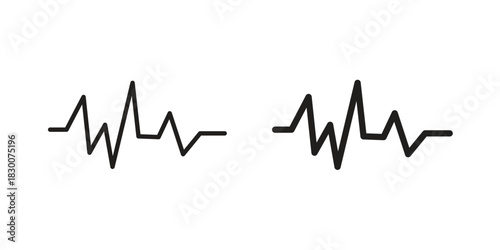 Pulse icon or logo pack. Vector Illustration Outline and flat