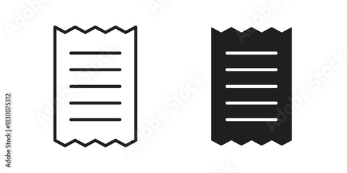Receipt icon or logo pack. Vector Illustration Outline and flat