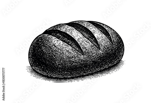 Detailed vintage engraving illustration of a loaf of bread — stock vector.
