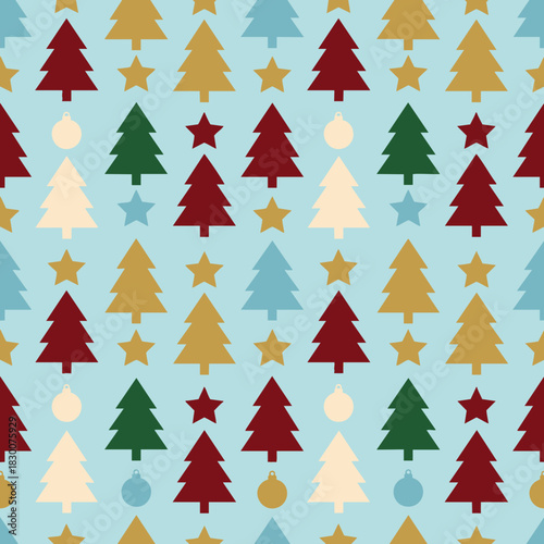 Christmas Tree and Star Seamless Pattern