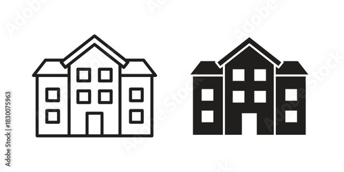 school icon or logo pack. Vector Illustration Outline and flat