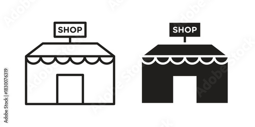Shop icon or logo pack. Vector Illustration Outline and flat