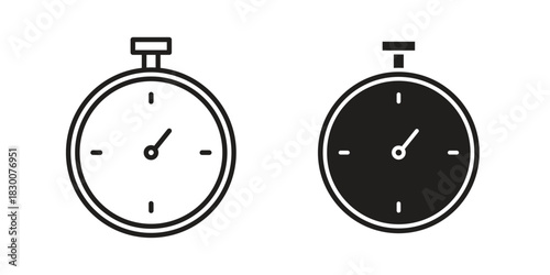 Stopwatch icon or logo pack. Vector Illustration Outline and flat