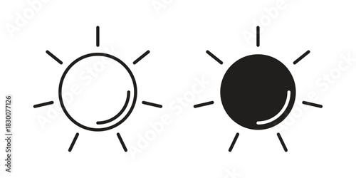 Sun icon or logo pack. Vector Illustration Outline and flat