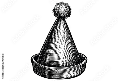 Detailed vintage engraving illustration of a clown party hat — stock vector.