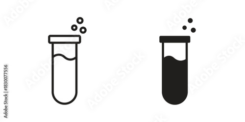Test tube icon or logo pack. Vector Illustration Outline and flat