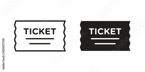 Ticket icon or logo pack. Vector Illustration Outline and flat