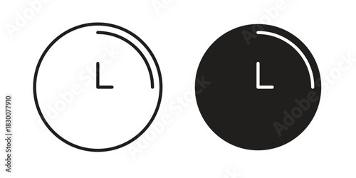 Time quarter past icon or logo pack. Vector Illustration Outline and flat